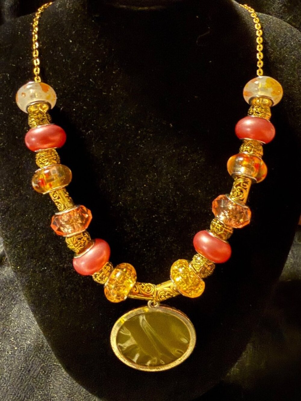 Golden Ember Puerto Rico Statement Necklace — Handmade by Sea & Soul Designs